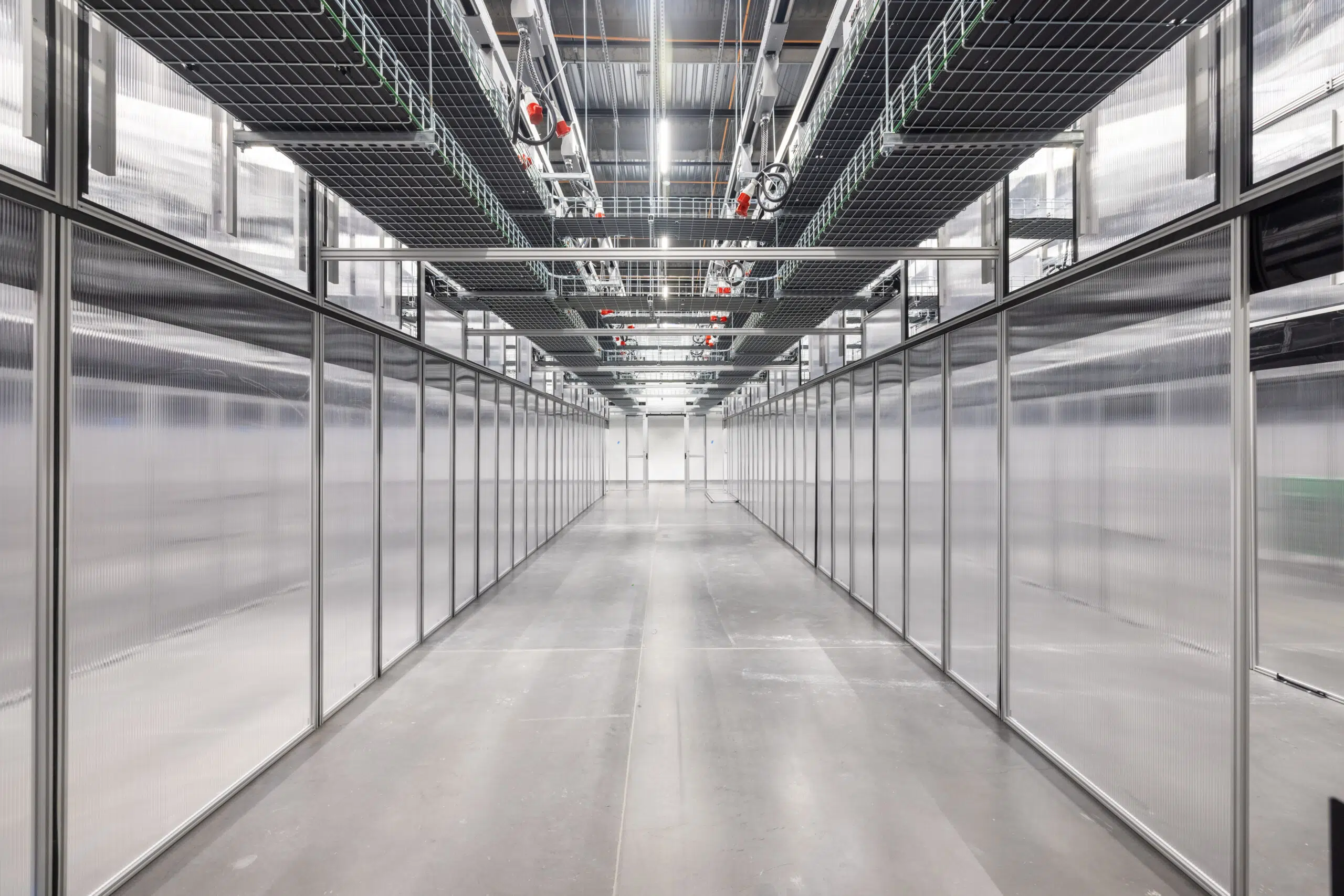 Empty industrial space with metallic walls